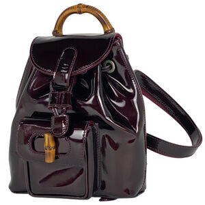 Gucci Bamboo Mini Rucksack/Daypack 005 781 0819, Patent Leather, Bordeaux, Wo...